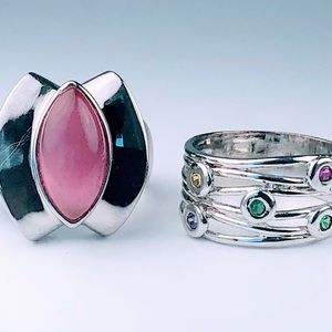 Two Silver Plated Rings with Stones
